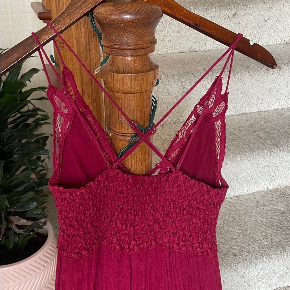 Free People Adella Elegant Maroon Lace Maxi Dress Small - Picture 8 of 16